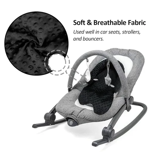 Miniatura 4 de Pea Pod Asiento de automóvil para bebé con soporte para la cabeza y el cuerpo con 2 fundas de correa, respaldo de tela de punto minky ultra suave