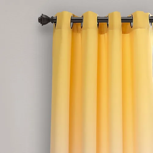 Miniatura 2 de Lush Decor Cortinas Ombre Fiesta con Filtro de Luz Juego de Paneles para Ventana para Sala, Comedor, Dormitorio (Par), 52" An x 84" L, Amarillo
