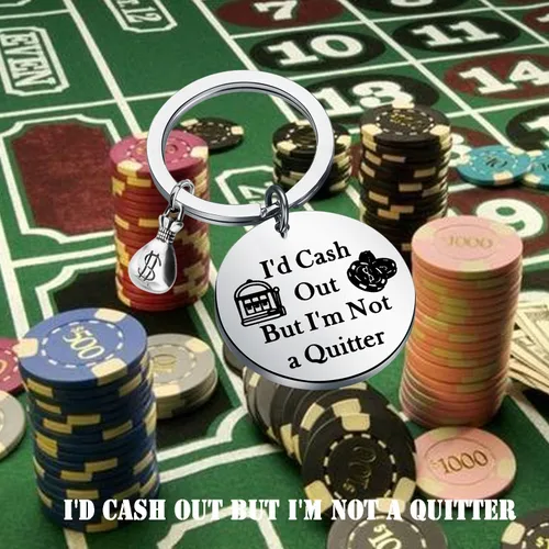 Miniatura 3 de PLITI Llavero de máquina tragamonedas para regalo de casino, regalo para amantes del casino, regalo para jugadores, I'd Cash Out But I'm Not A