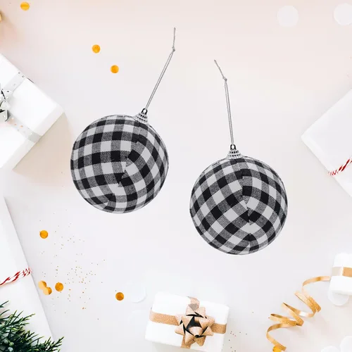 Miniatura 3 de 12 bolas de Navidad de búfalo a cuadros de 2.4 pulgadas/2.362 in, adornos colgantes de Navidad, adornos decorativos para colgar el árbol de Navidad