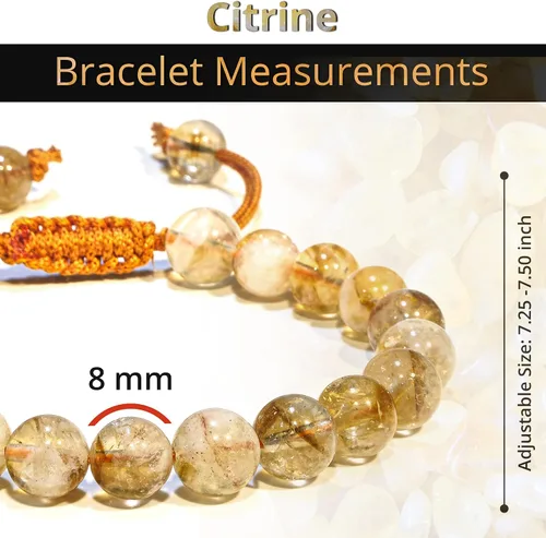 Miniatura 135 de Adjustable Crystal Bracelet – Gemstone Bead Bracelet with Adjustable Macrame String – Chic Gemstone Bracelet for Men and Women – 8mm Round Healing