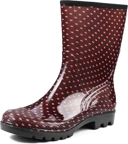 Miniatura 40 de DKSUKO Waterproof Womens Rain Boots insulated,Lightweight Rubber fashion Boots in Gardening,Warm and Comfortable Wide Calf Rain Boots with Glossy in
