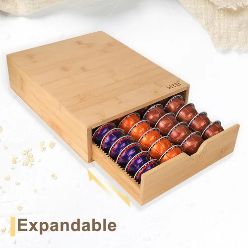 Miniatura 5 de HTB Cajón de almacenamiento de cápsulas de café para organizar cápsulas Nespresso, puede usarse en estación de café, cocina, hogar, oficina