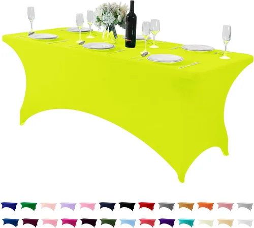 Miniatura 94 de Mantel de elastano para mesas de 4, 6 u 8 pies, mantel elástico universal ajustable para fiestas, banquetes, bodas y eventos - Verde manzana