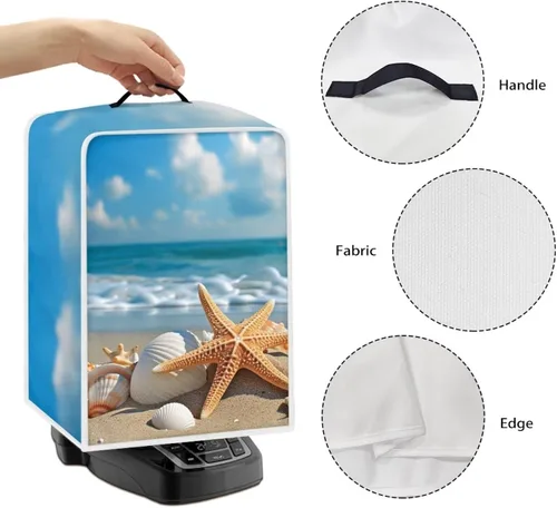 Miniatura 5 de DISNIMO Cubierta para cafetera de concha de mar con estrella de mar de playa, poliéster antihuellas dactilares, a prueba de polvo, resistente a