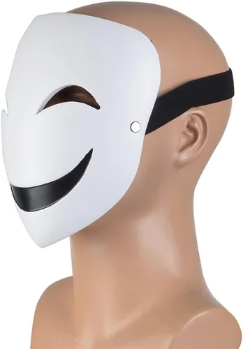 Miniatura 5 de Tkieio Máscara de cosplay de cara sonriente, accesorio de resina blanca para Halloween