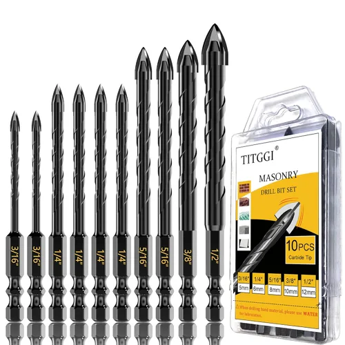 Miniatura 22 de Juego de brocas de mampostería y brocas de carburo, juego de brocas profesionales de extensión (11 piezas)