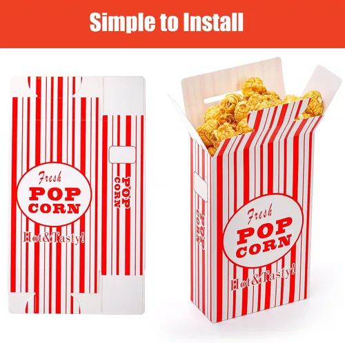 Miniatura 3 de Bekith Paquete de 100 cajas de papel para palomitas de maíz, recipientes para palomitas de maíz, cubeta para fiestas de cine y noche de teatro