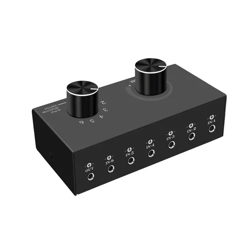 Miniatura 8 de Dingsun Conmutador de audio de 6 vías, interruptor de audio estéreo de canal derecho e izquierdo, Plug & Play, compatible con TV, reproductor