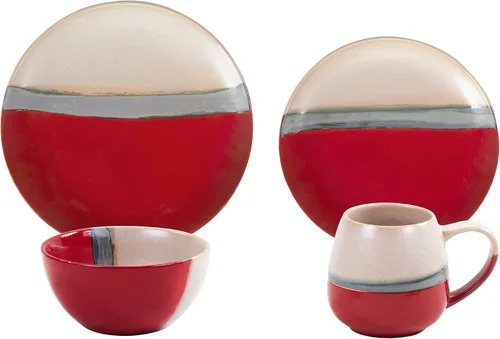 Miniatura 12 de Paseo Road Chalet Aztec - Juego de vajilla de cerámica de 16 piezas con platos, cuencos, tazas, estilo cabaña rústica del suroeste