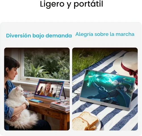 Miniatura 8 de ARZOPA Soporte para Monitor Portátil con Base, Monitor Portátil Ultradelgado de 14.0" para Laptop FHD 1080P Pantalla Externa con Altavoces Duales