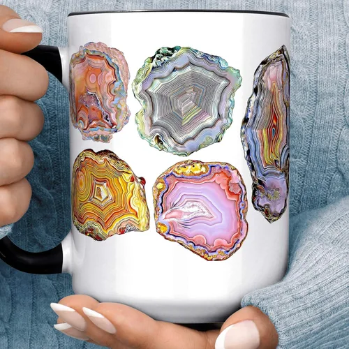 Miniatura 6 de Agate Geode Slice - Taza de café de cerámica para acuarela, 11 o 15 onzas