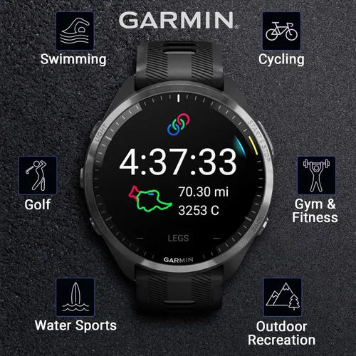 Miniatura 4 de Garmin Forerunner 965 Reloj inteligente premium para correr y triatlón con GPS de 47mm con pantalla táctil AMOLED, bisel de titanio DLC gris carbón