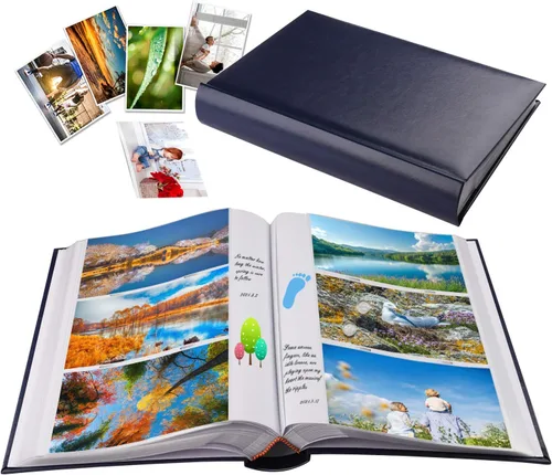Miniatura 10 de 1DOT2 Álbum de fotos de 4 x 6 pulgadas con capacidad para 402 bolsillos con bolsillos deslizantes, libro de fotos, cubierta de cuero, con espacio