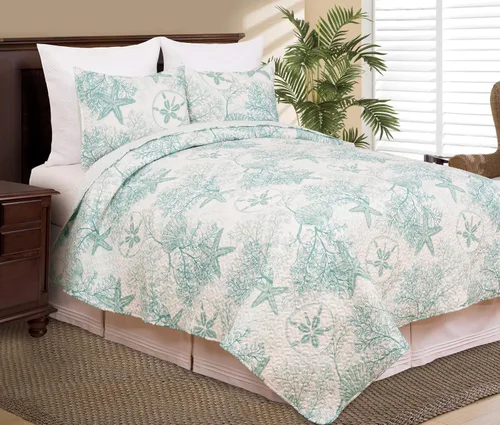 Miniatura 3 de C&F Home Ocean Treasures - Juego de edredón de 2 piezas tamaño individual, versátil para verano, náutico, costero, playa, casa, reversible, lavable