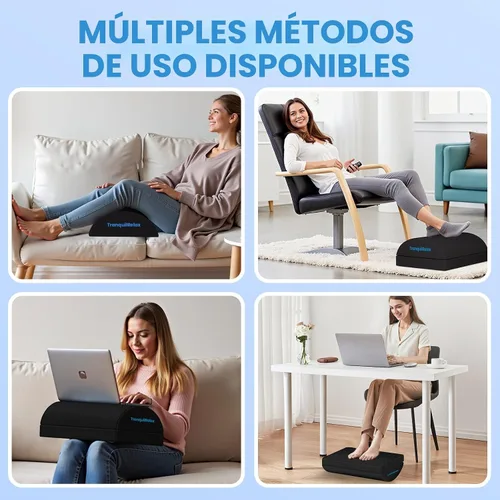 Miniatura 6 de TranquilRelax Reposapiés para debajo del escritorio en el trabajo, accesorios de juegos, taburete con 3 alturas ajustables y funda lavable, cómodos
