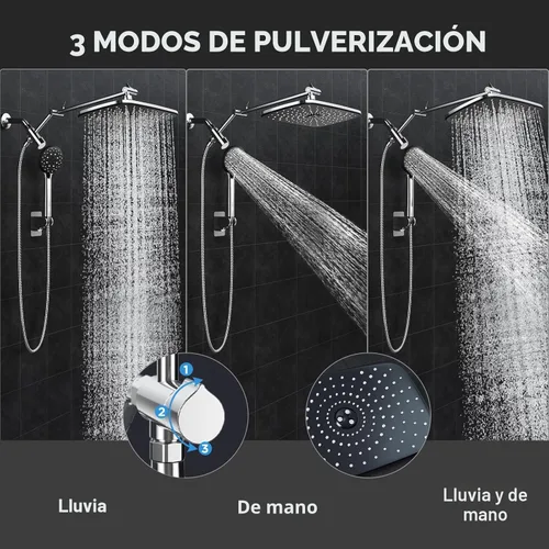 Miniatura 2 de Veken Cabezal de ducha de lluvia de 11.8 pulgadas con mano, ducha de mano de alta presión con múltiples modos de pulverización, combo de lluvia