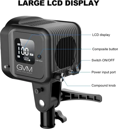 Miniatura 4 de GVM - Luz de video de 80 W, iluminación continua para fotografía con soporte Bowens, 5600K, 44100Lux/1.6 ft luz de estudio con aplicación, CRI 97+ 8