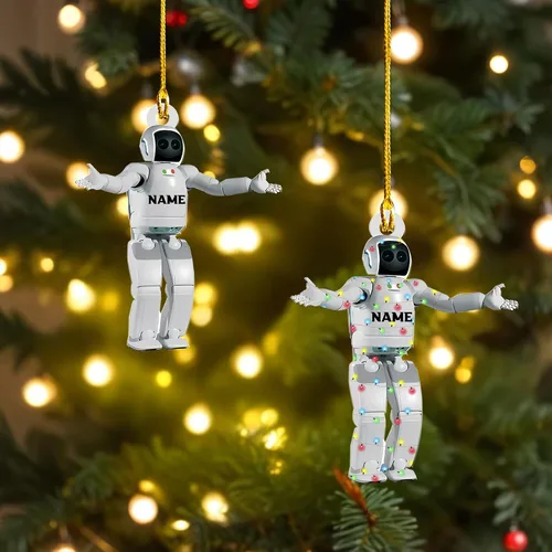 Miniatura 23 de Adorno de robot personalizado 2025, adornos de robot para árbol de Navidad, adorno de robótica, decoración colgante para árbol de Navidad (Robot1)