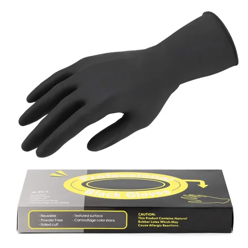 Miniatura 10 de Segbeauty Guantes de tinte para el cabello, 20 unidades, guantes de color negro reutilizables para el cabello, guantes de goma lavables