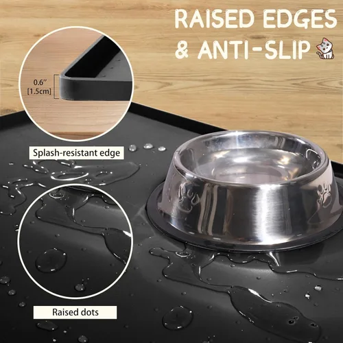 Miniatura 3 de MateeyLife Tapete de silicona para comida para gatos y perros para pisos, impermeable, antideslizante para alimentos y agua, tapete de alimentación