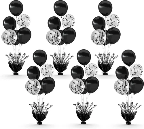 Miniatura 23 de 2 Juego de Globos de Mesa Negros con Spray de Aluminio para Centro de Mesa con Globos Negros y de Confeti, Kit de Soporte para Decoración de Mesa