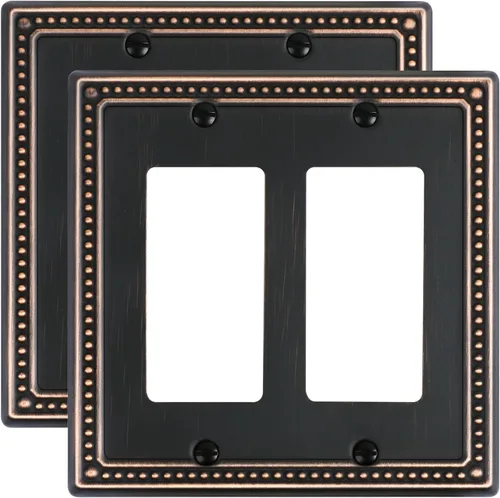 Miniatura 120 de Paquete de 4 placas de cubierta para interruptor de luz de palanca individual, cubiertas decorativas de perlas, placa de pared de metal almendra