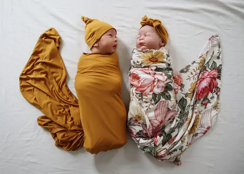 Miniatura 3 de DOB Baby Mommy and Me - Conjunto de bata, manta de envolver y moño para bebé, color miel, sombrero y lazo para bebé, niño o niña, XXL