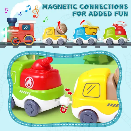 Miniatura 2 de Juego de Tren Eléctrico para Niños Pequeños de 3-5 4-8 con Pistas de Tren, Luces, Señal de Vapor, Música Realista, Sonido, Conexión Magnética