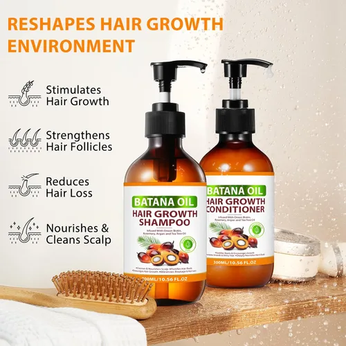 Miniatura 2 de Batana Oil - Juego de champú y acondicionador orgánico Batana con cebolla, romero, árbol de té de argán, productos para el cabello espesante