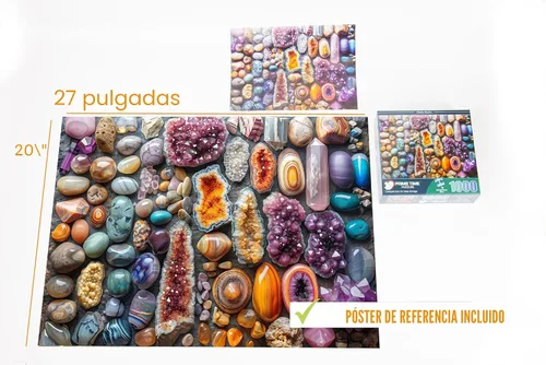 Miniatura 5 de Rompecabezas de roca de 1000 piezas para adultos, cristales coloridos y piedras curativas, rompecabezas desafiante perfecto para noches de juego