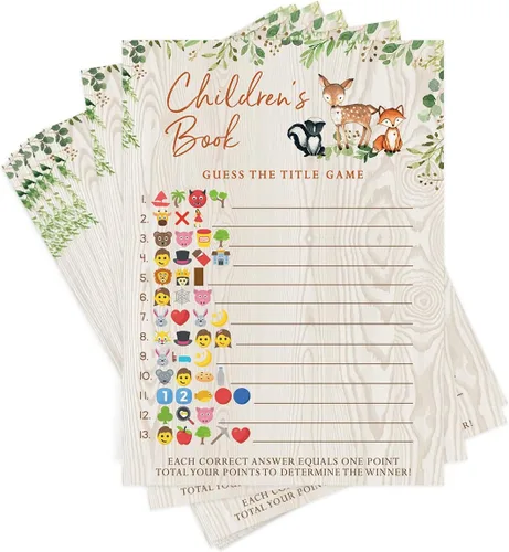Miniatura 10 de Printed Party Predicciones y consejos para baby shower, animales del bosque, 50 tarjetas