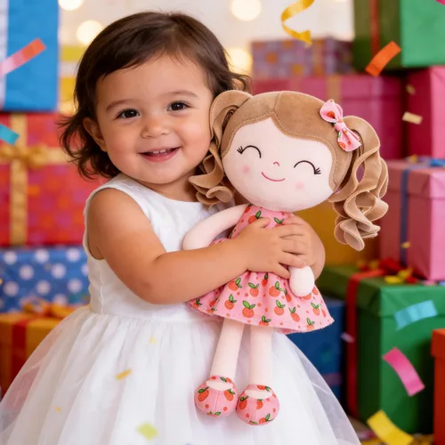 Miniatura 5 de Gloveleya Muñeca Baby Dolls Soft Rag Doll Baby Girl Regalos Curly Spring Girl - Naranja 9 pulgadas