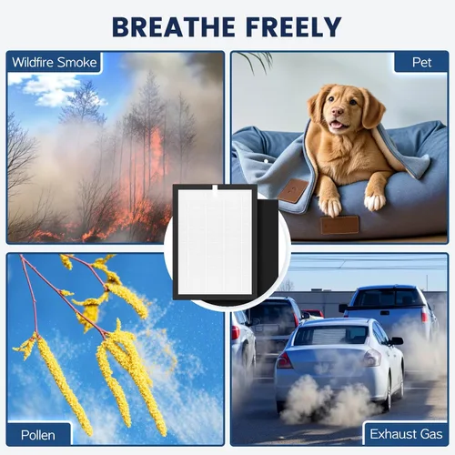 Miniatura 10 de Filtro de repuesto ProHEPA 9000 compatible con purificadores de aire VEVA 9000, 2 filtros de repuesto HEPA y 8 prefiltros de carbón activado