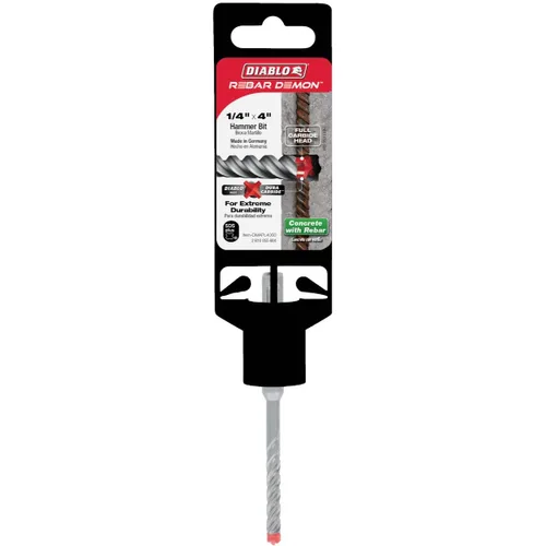 Miniatura 18 de Diablo Rebar Demon SDS-Plus - Broca de martillo de cabeza de carburo completa de 4 cortes, 3/8 pulgadas de diámetro, 12 pulgadas de largo, 10