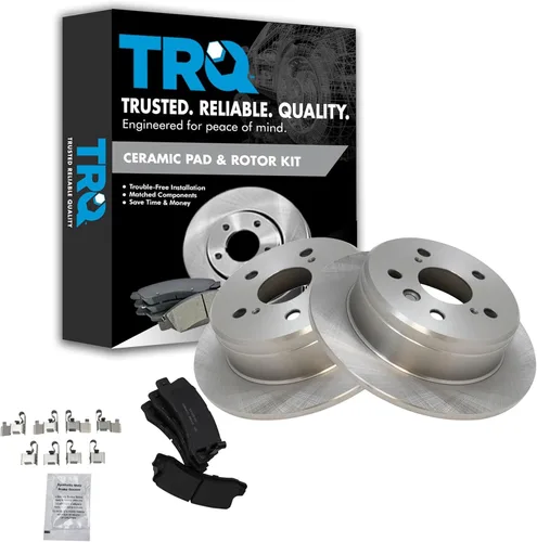 Miniatura 30 de TRQ Kit de rotor de freno trasero y pastillas de cerámica Posi premium compatible con camioneta Chevy GMC
