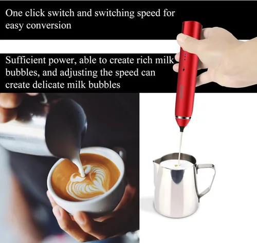 Miniatura 6 de Delm Espumador de leche eléctrico USB de acero inoxidable, espumador para lattes, espumador de leche de mano para capuchino, frappé, matcha