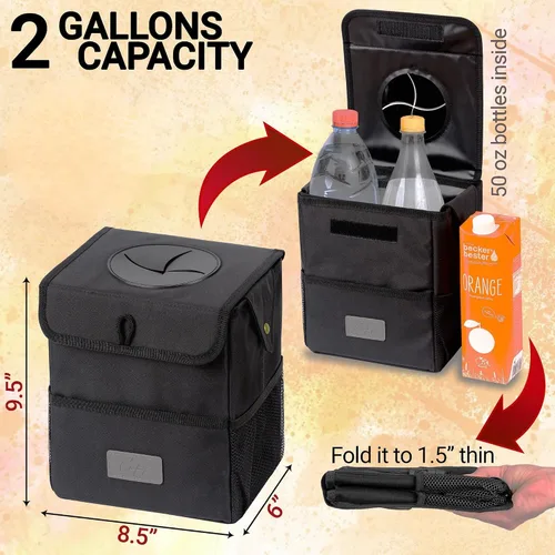 Miniatura 4 de Creathing - Bote de basura para coche, impermeable, con tapa, consola o asiento Negro
