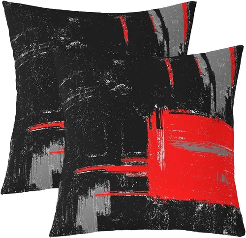 Miniatura 14 de Juego de 2 fundas de almohada abstractas de 16 x 16 pulgadas para niños, niñas, adolescentes, decoración de dormitorio, moderna a rayas, decoración