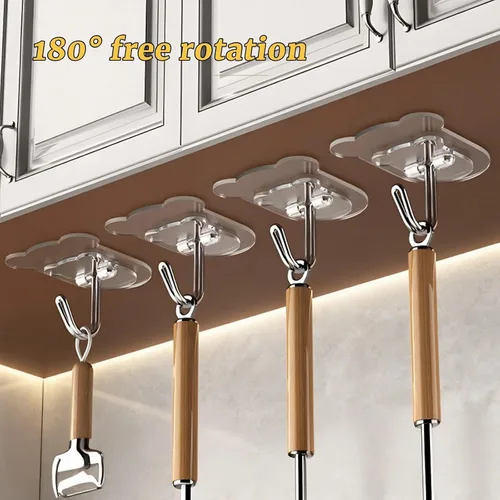 Miniatura 2 de 10 ganchos adhesivos resistentes de 10 libras máximo, ganchos de pared transparentes e impermeables para baño, ducha, cocina, oficina, sin daños