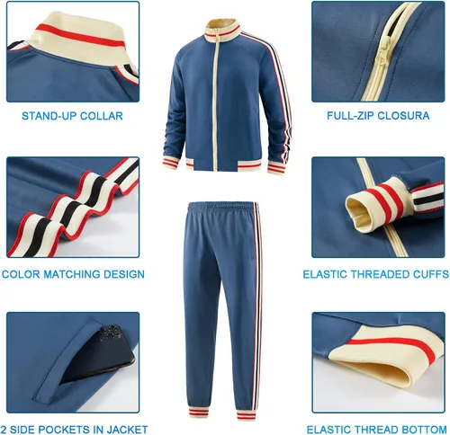 Miniatura 4 de dioxoib Men Track Suits Sets Long Sleeve Full-zip Sweatsuit Active Jackets and Pants 2 Piece Outfits