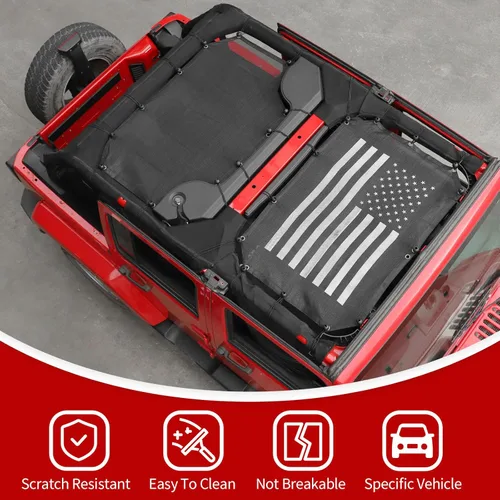 Miniatura 3 de JeCar Cubierta de malla para parasol delantero y trasero, protección UV, protección UV, accesorios exteriores compatibles con Jeep Wrangler de 4