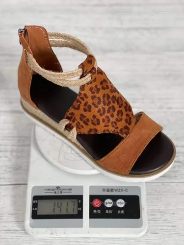 Miniatura 6 de Sandalias de cuña marrones para mujer, tacón de cuña con punta abierta, cómodas sandalias romanas de comercio exterior, zapatos marrones