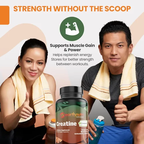 Miniatura 7 de EarthNutri Cápsulas de monohidrato de creatina, micronizadas para una mejor absorción, apoya la fuerza muscular, la fuerza y la recuperación, 105