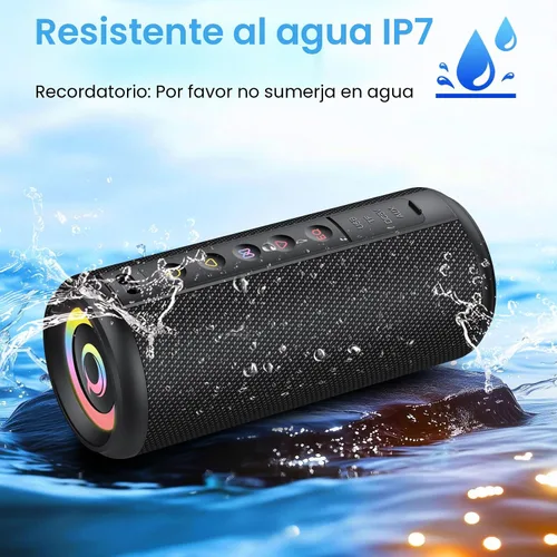 Miniatura 7 de Altavoz Bluetooth portátil, altavoz inalámbrico Bluetooth 5.4 2026 con sonido estéreo HD de 20 W, tiempo de reproducción de 20 horas, luces LED