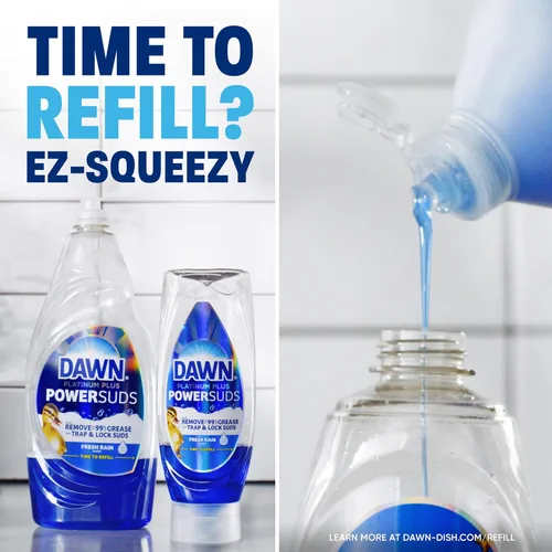 Miniatura 8 de Dawn Platinum Plus PowerSuds EZ-Squeeze - Jabón líquido para platos, líquido para lavavajillas, eliminación de grasa, botella al revés, aroma a