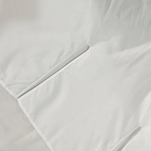 Miniatura 4 de Cortina de ducha dividida blanca para bancos de transferencia de baño, tela de poliéster, paño opaco, sin ganchos, 71 x 71 pulgadas