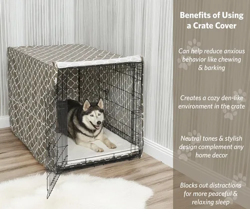 Miniatura 3 de MidWest Funda para jaula de perro, para dar privacidad, se puede lavar a máquina y secar Patrón geométrico marrón