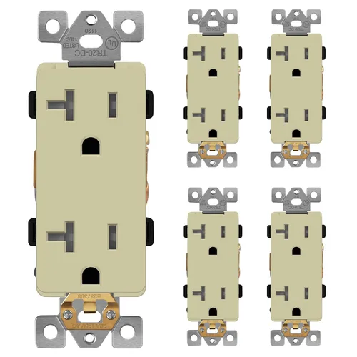 Miniatura 17 de LIDER LR15-TR-GD5P - Receptáculo decorativo mate c/tapa frontal intercambiable, tomacorriente a prueba de manipulaciones/niños, autoconexión a Dorado