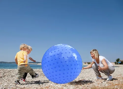 Miniatura 7 de Bola de Masaje Sensorial Grande para Niños, 2 Pack 85CM 33.5" Bolas de Ejercicio Azul Macarrón para Niños Pequeños, Grandes Juguetes Inflables